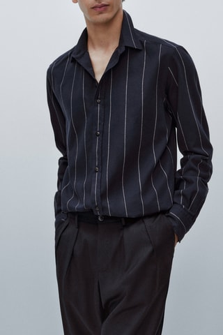 Chemise rayures tennis regular fit limited edition - Bleu marine