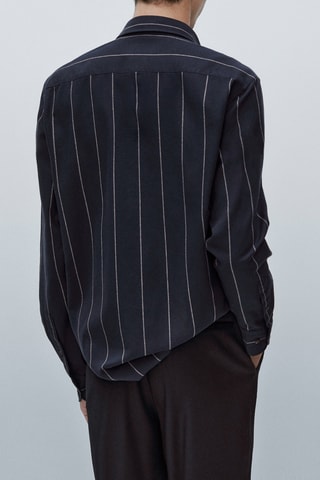 Chemise rayures tennis regular fit limited edition - Bleu marine