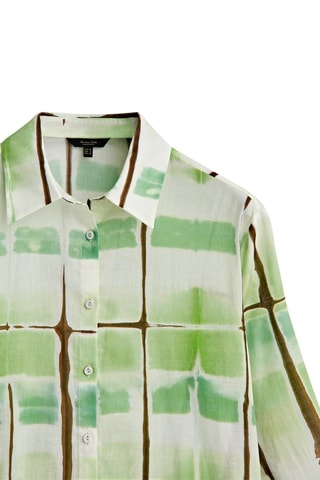 Chemisier imprimé 100% coton - Vert clair et écru
