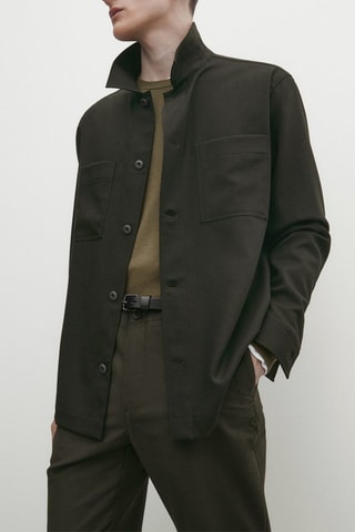 Surchemise regular en laine - Kaki