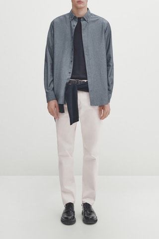 Chemise regular en laine - Bleu clair chiné