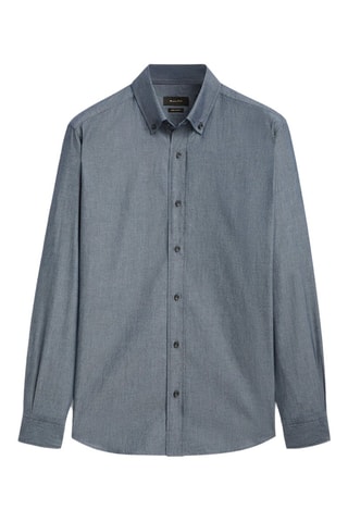Chemise regular en laine - Bleu clair chiné