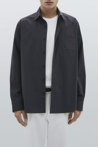 Chemise en coton relaxed fit poche - Studio - Anthracite