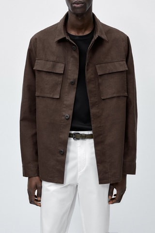 Surchemise en lin mélangé 3 layers - Marron