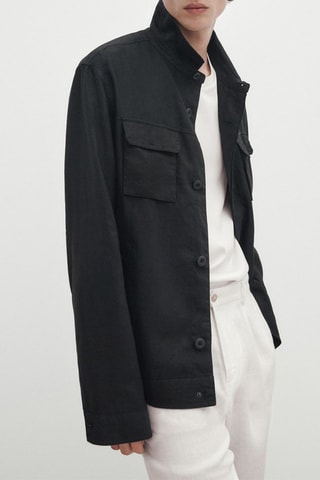 Surchemise en pur lin avec poches - Noir