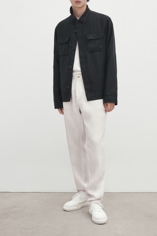 Surchemise en pur lin avec poches - Noir