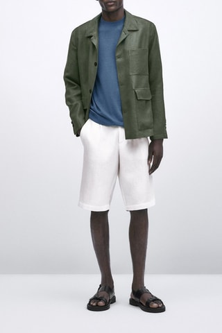 Surchemise 100% lin avec poches - Studio - Vert