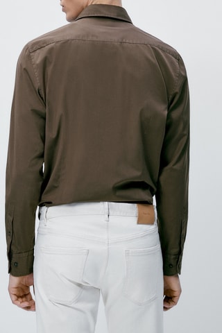 Chemise en popeline pur coton - Kaki