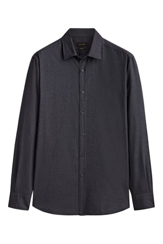 Chemise milleraies en coton slim fit - Bleu marine