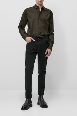 Chemise en flanelle slim fit - Kaki