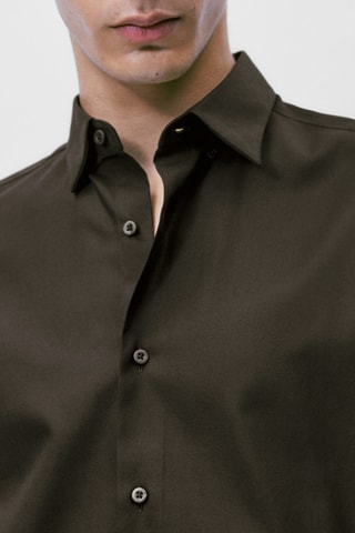 Chemise en flanelle slim fit - Kaki