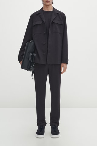 Surchemise en laine froide ensemble - Noir