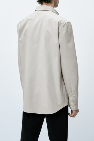 Chemise texturée en coton mélangé extensible - Ecru