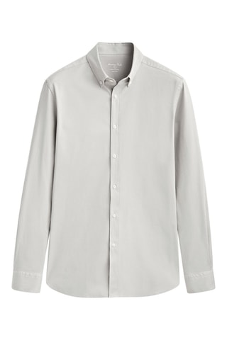 Chemise texturée en coton mélangé extensible - Ecru