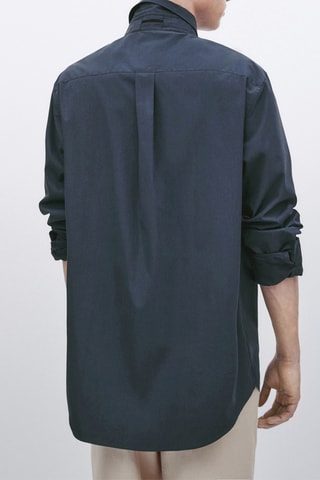 Chemise en coton relaxed fit poche - Studio - Bleu marine