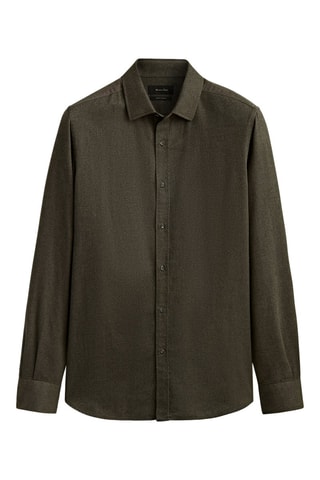 Chemise coupe slim en coton mélangé - Kaki