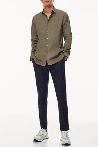 Chemise stretch en coton slim fit - Taupe