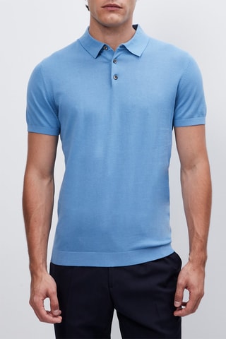 Pull à manches courtes en coton - Bleu