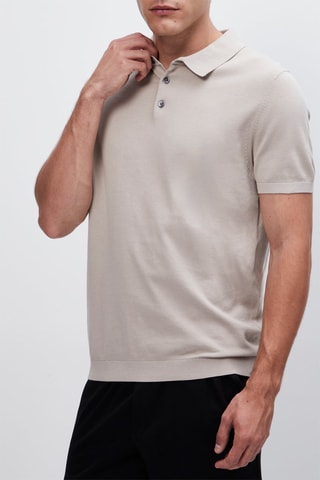 Pull à manches courtes en coton - Beige