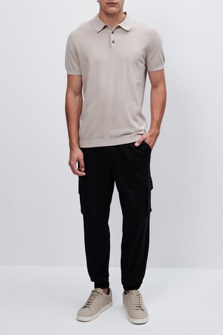 Pull à manches courtes en coton - Beige