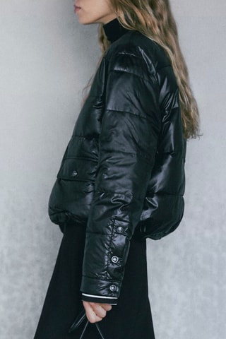 Doudoune courte boutons - Noir