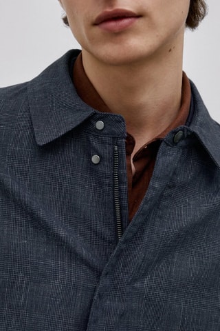 Trench carreaux en coton et lin édition limitée - Bleu marine