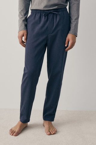 Pyjama pantalon motif chevrons et T-shirt col tunisien - Bleu et gris