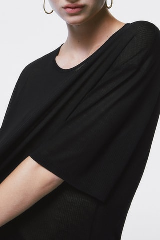 Short sleeve ribbed t-shirt - Noir