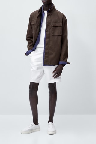 Bermuda avec du lin et du coton - Blanc