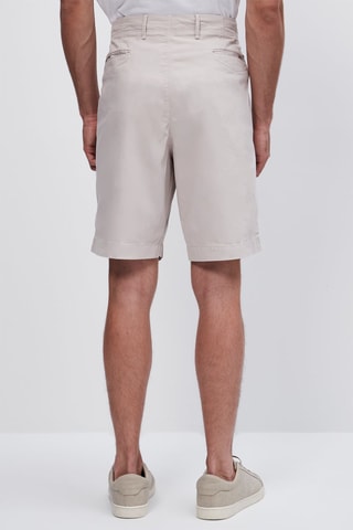 Bermuda à chevrons en coton et lin - Ecru