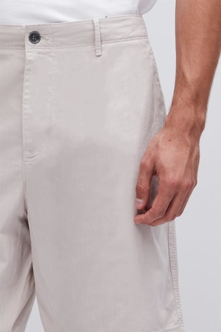 Bermuda à chevrons en coton et lin - Ecru