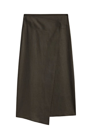 Jupe portefeuille en laine - Kaki