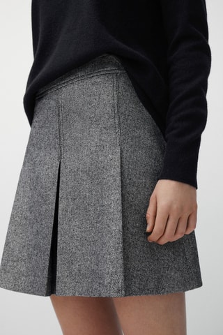 Mini-jupe plissée fil métallisé - Gris chiné