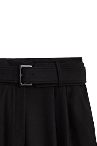 Jupe-culotte en laine avec ceinture - Noir