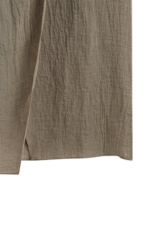 Jupe midi avec du lin finition gaufrée en lin - Grège