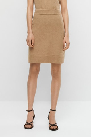 Mini-jupe en maille en laine feutrée - Beige