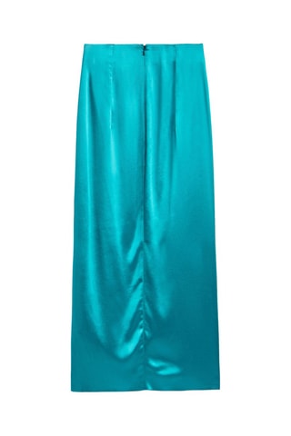 Jupe satinée coutures - Studio taille haute - Turquoise