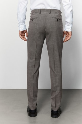 Pantalon de costume en laine grise motif pied-de-poule - Gris