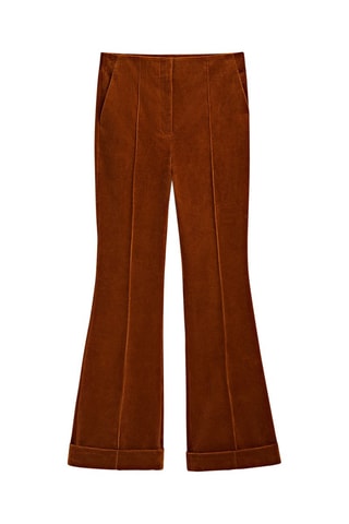 Pantalon de costume velours côtelé bas retourné - Marron