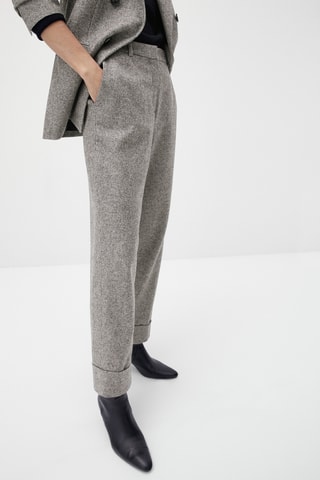 Pantalon de costume pied-de-poule en laine - Gris