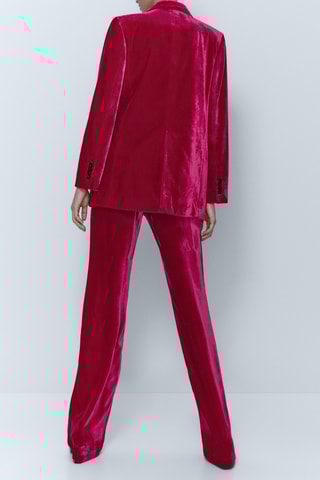 Blazer croisé en velours fuchsia - Fuchsia