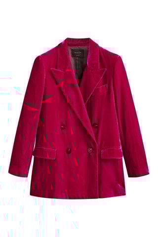 Blazer croisé en velours fuchsia - Fuchsia