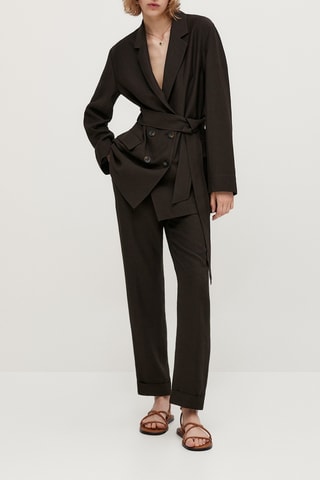 Blazer croisé avec ceinture - Marron