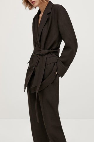 Blazer croisé avec ceinture - Marron