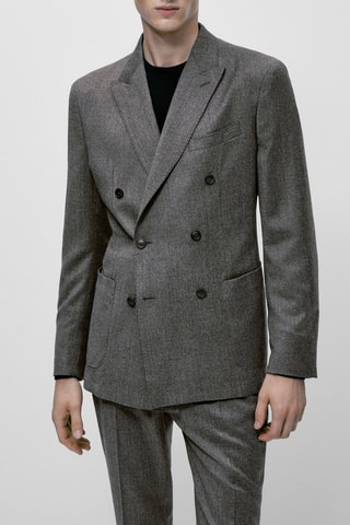 Blazer de costume gris en laine - Gris