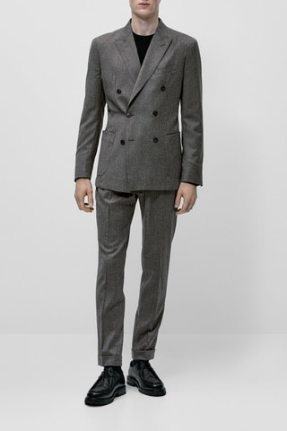 Blazer de costume gris en laine - Gris