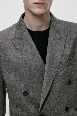 Blazer de costume gris en laine - Gris