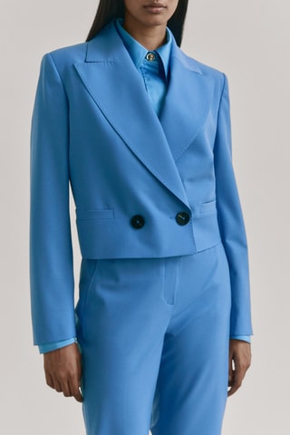 Blazer court croisé - Studio en laine - Ciel