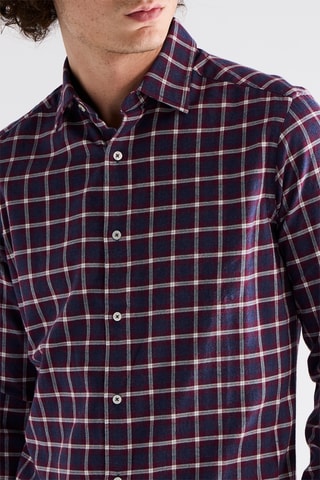 Chemise slim en laine et cachemire - Bleu marine