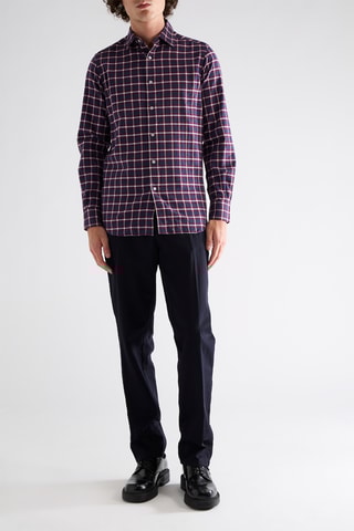 Chemise slim en laine et cachemire - Bleu marine